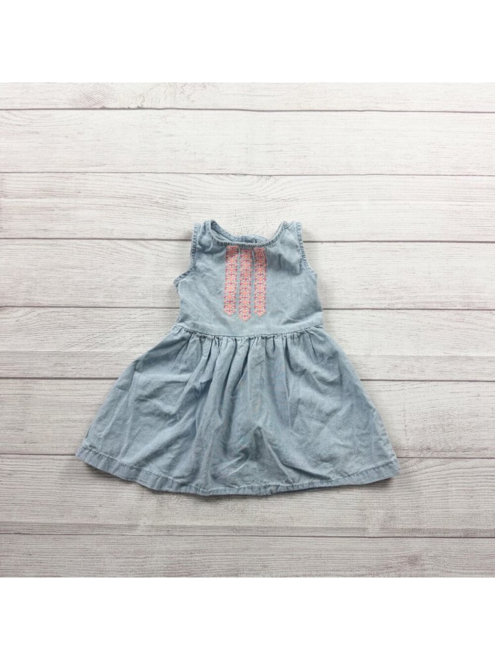 Carter’s Baby Girl Sleeveless Embroidered Denim Dress 9-12 Months